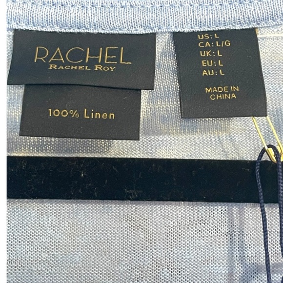 Rachel Roy Linen Tee Shirt Womens Short Sleeve Shirt Blue Large - Picture 5 of 7